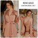 Satin Contrast Embroidery Lace Cami Dress With Flared Cuff Belt Robe Set
