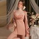 Satin-Spitze-Rüschen-Nachthemd und Kimono-Bademantel-Pyjama-Set