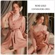Satin-Spitze-Rüschen-Nachthemd und Kimono-Bademantel-Pyjama-Set