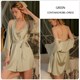 Satin-Spitze-Rüschen-Nachthemd und Kimono-Bademantel-Pyjama-Set