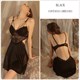 Seiden-Satin-Nachthemd und Bademantel-Set mit Spitzen-Mesh-Patchwork
