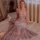Lace Suspender Long Nightgown And Mesh Robe Sleepwear Set