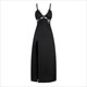 High Split Patchwork Lace Sleep Dress Silk Nightgown