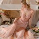 Vintage French Long Evening Dress And Mesh Robe Sleepwear