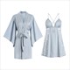 Satin Patchwork Lace Slip Dress And Robe Pajama Set