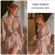 Silk Satin Bow Knot Nightdress And Robe Pajama Set