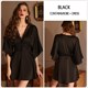 Satin Contrast Lace Letter Graphic Vintage Nightdress & Robe Set