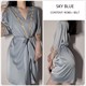 Satin Contrast Embroidery Lace Night Dress Pajama & Bathing Robe Set
