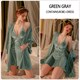 Velvet Pajama Slip Nightdress And Bath Robe Set