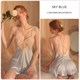 Satin Spitze Besatz Nachthemd Und Bademantel Luxus Schlafanzug-Set