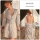 Satin Spitze Besatz Nachthemd Und Bademantel Luxus Schlafanzug-Set