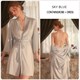 Satin Spitze Besatz Nachthemd Und Bademantel Luxus Schlafanzug-Set