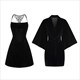 Draped Collar Velvet Lace Slip Night Dress And Robe Set