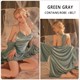 Draped Collar Velvet Lace Slip Night Dress And Robe Set