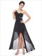Ein-Schulter-High-Low-Chiffon-Brautjungferkleid Mit Perlenbesetztem Detail