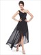 Ein-Schulter-High-Low-Chiffon-Brautjungferkleid Mit Perlenbesetztem Detail