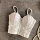 Women'S American Retro Beading Corset Embroidered Flares Camis Tank Top