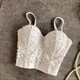Women'S American Retro Beading Corset Embroidered Flares Camis Tank Top