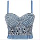 Strass Jeans Korsett Camisoles Bustiers BH Party Club Streetwear