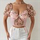 Boho Schmetterling Stickerei Puff Ärmel Top für Damen