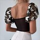 Boho Schmetterling Stickerei Puff Ärmel Top für Damen