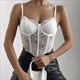 Black Lace Spaghetti Strap Bustier Corset Crop Top