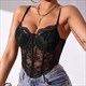 Black Lace Spaghetti Strap Bustier Corset Crop Top