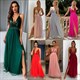 Deep V Neck Sequined Strapless Long Dress