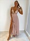 Deep V Neck Sequined Strapless Long Dress