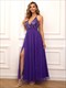 Deep V Neck Sequined Strapless Long Dress