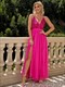 Deep V Neck Sequined Strapless Long Dress