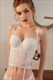 Women's Lace Longline Corset Mesh Bustier Crop Top & Briefs Set