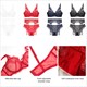 Unlined Lingerie Set 3-Piece Bra, Panty & Garter Lace Push Up Hollow Out Underwear