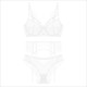 Unlined Lingerie Set 3-Piece Bra, Panty & Garter Lace Push Up Hollow Out Underwear