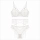 Unlined Lingerie Set 3-Piece Bra, Panty & Garter Lace Push Up Hollow Out Underwear