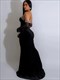 Velvet Maxi Dress With Diamonds And Gloves