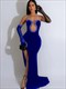 Velvet Maxi Dress With Diamonds And Gloves
