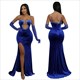 Velvet Maxi Dress With Diamonds And Gloves