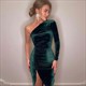 Slit Velvet Bodycon Dress - One-Shoulder Elegance
