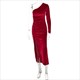 Slit Velvet Bodycon Dress - One-Shoulder Elegance