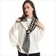 Luxury Cashmere Knit Scarf With Houndstooth Plaid Pattern