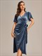 elegant Velvet Tea-Length Wedding Guest Dress