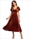 Elegant Velvet V-Neck Tea Length Dresses