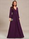 Maxi-Chiffon-Abendkleid mit V-Ausschnitt und langen Ärmeln