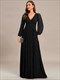 Maxi-Chiffon-Abendkleid mit V-Ausschnitt und langen Ärmeln