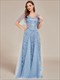 Atemberaubendes Pailletten-Abendkleid mit tiefem V-Ausschnitt und kurzen Ärmeln