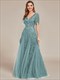 Atemberaubendes Pailletten-Abendkleid mit tiefem V-Ausschnitt und kurzen Ärmeln
