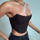 Sleeveless Velvet Bustier Crop Top