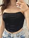 Sleeveless Velvet Bustier Crop Top