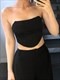 Sleeveless Velvet Bustier Crop Top